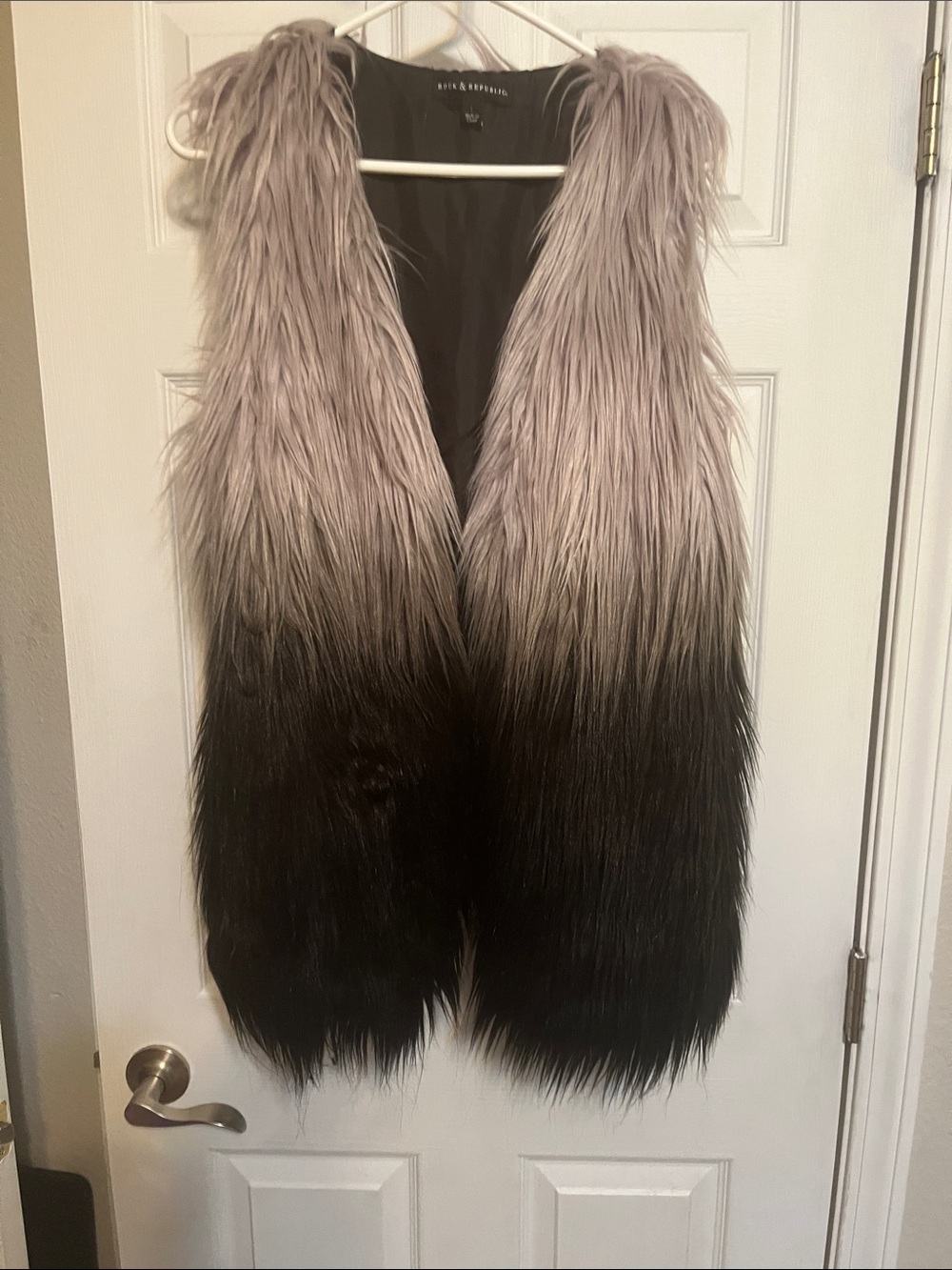 Rock & Republic Taupe to Black Ombre Faux Fur Vest